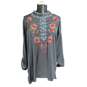 Adore Gray Tunic with Colorful Embroidery